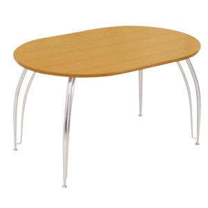 BOMBAY τραπέζι χρωμίου ξύλο ΦΥΣΙΚΟ / 90x135(+45)xH75